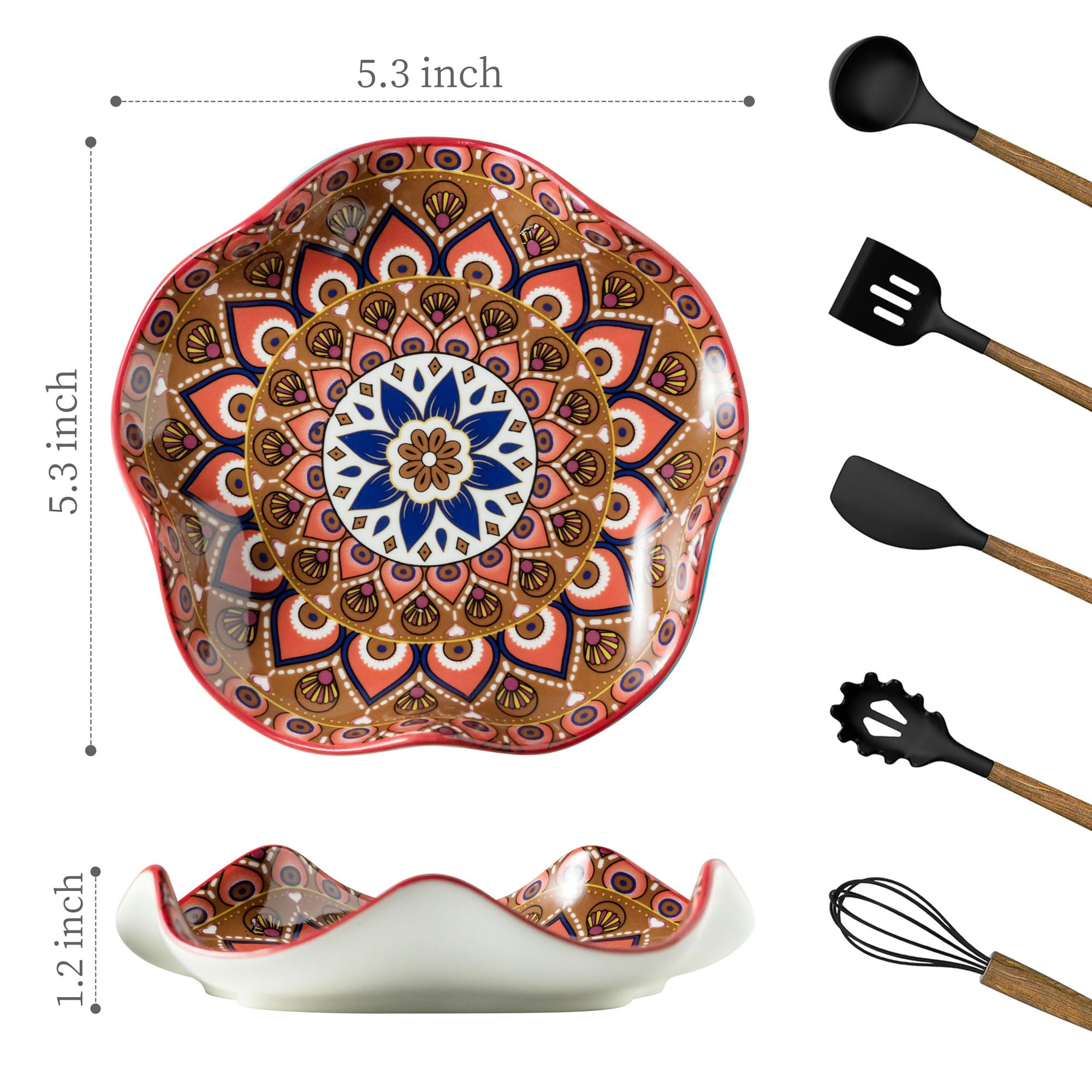 Miamolo ceramic spoon rest close-up shows a smooth surface for easy cleaning.