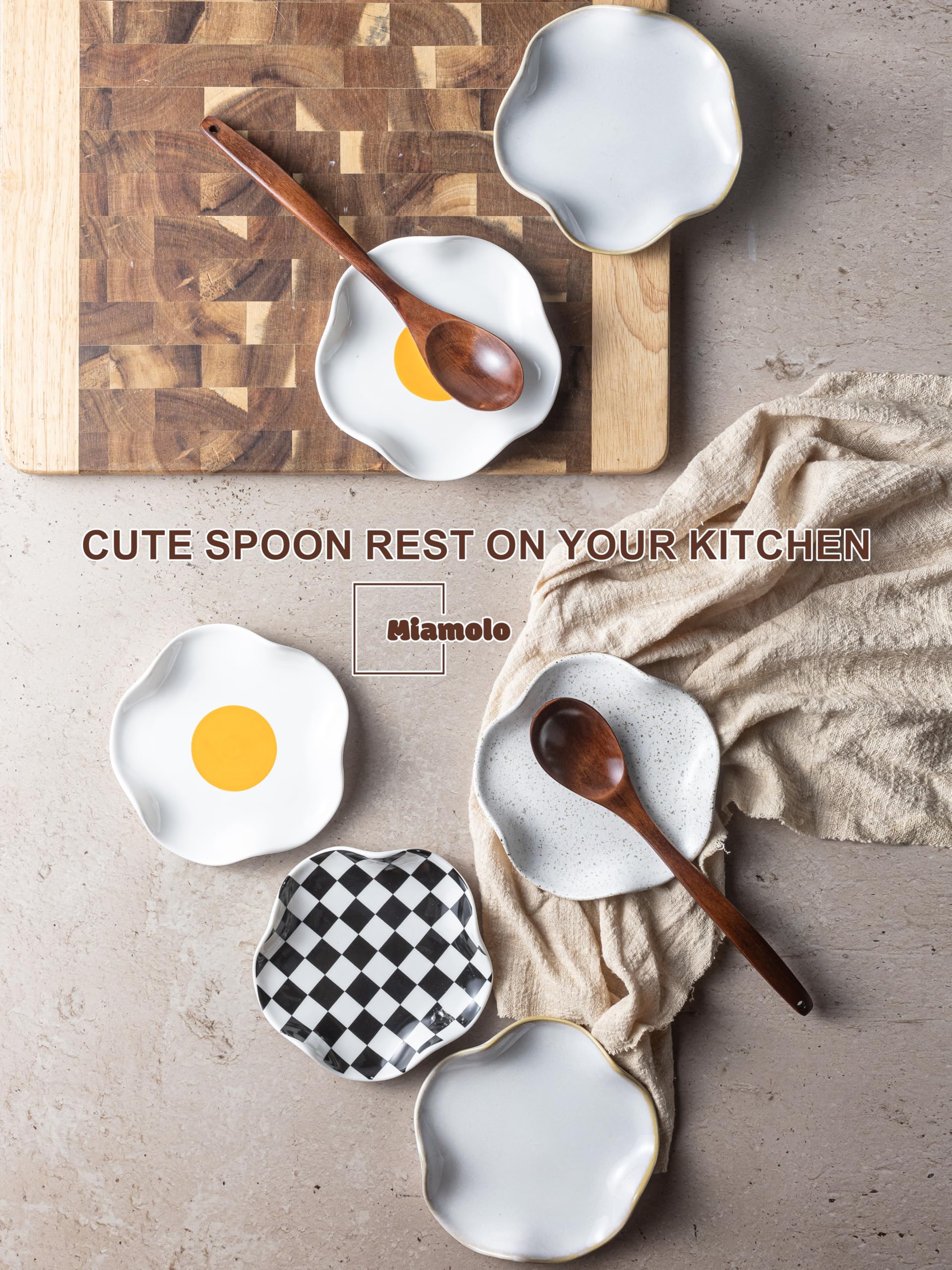 Miamolo durable ceramic spoon rest protects counters from drips