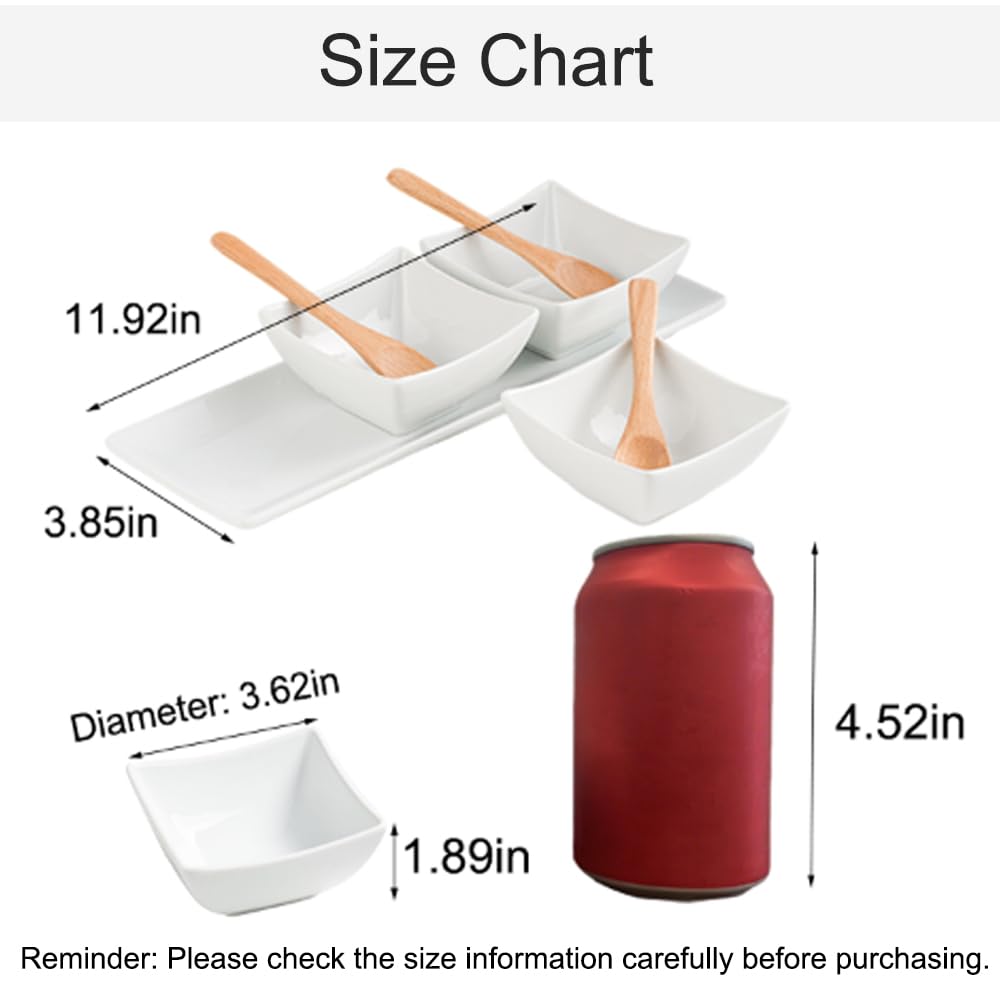 Miamolo square dip bowls arranged on a serving tray for a chic tablescape.