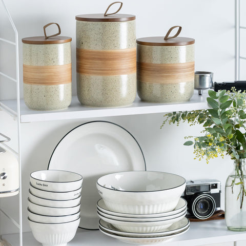 Miamolo stackable ceramic jars set saves kitchen space and enhances display
