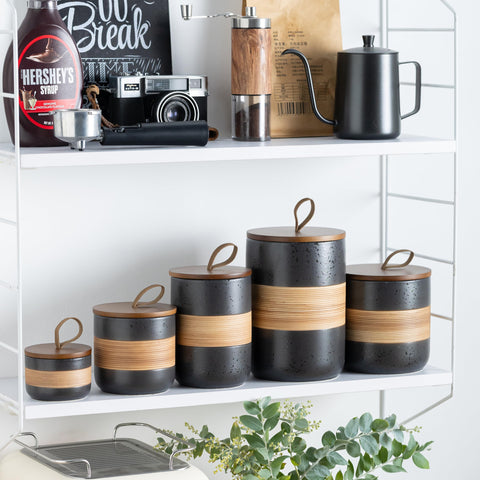 Miamolo stackable ceramic jars set saves counter space.