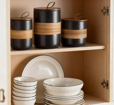 Miamolo stackable jars save counter space for a tidy kitchen.