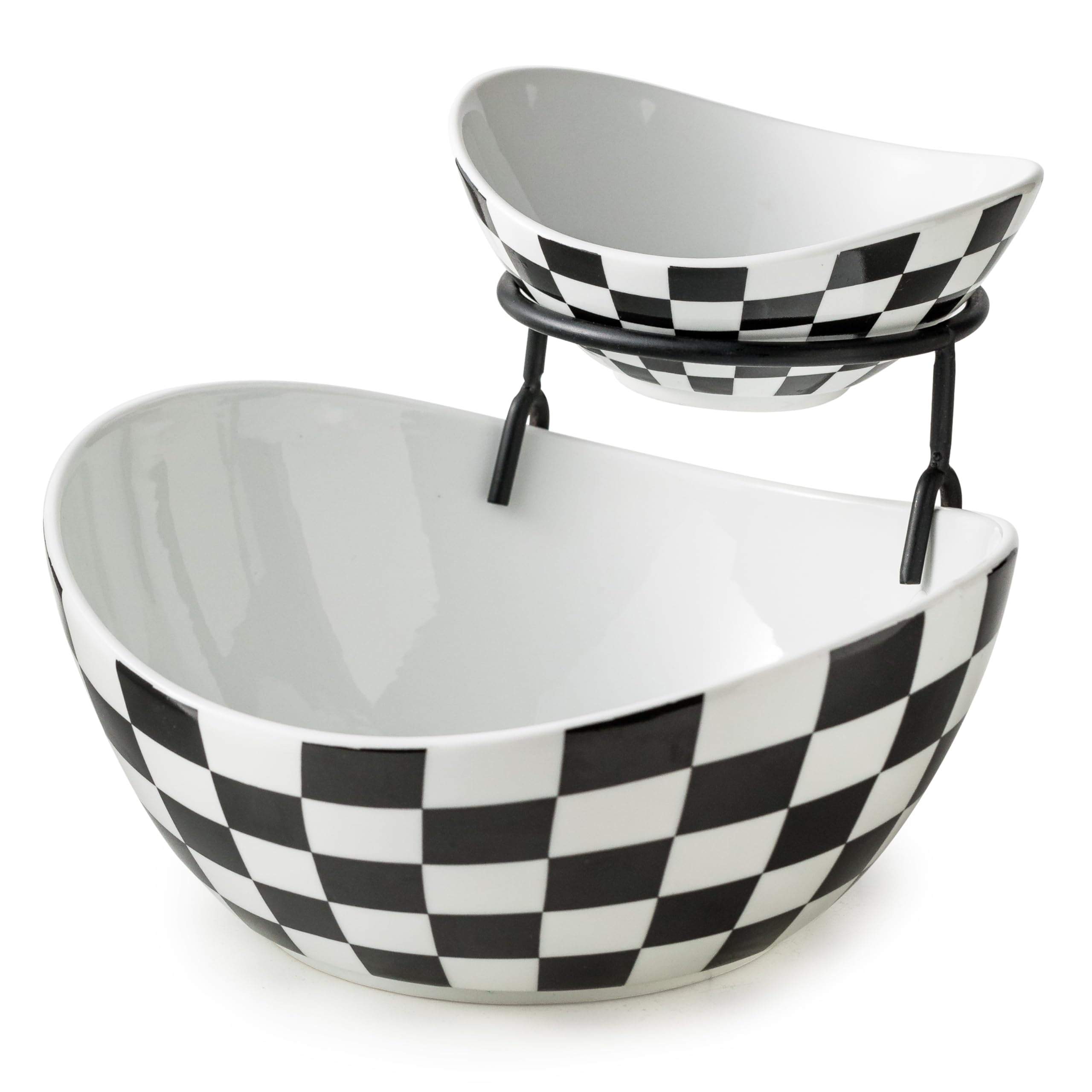 Miamolo tiered bowls with stand for an elegant chip and dip display.