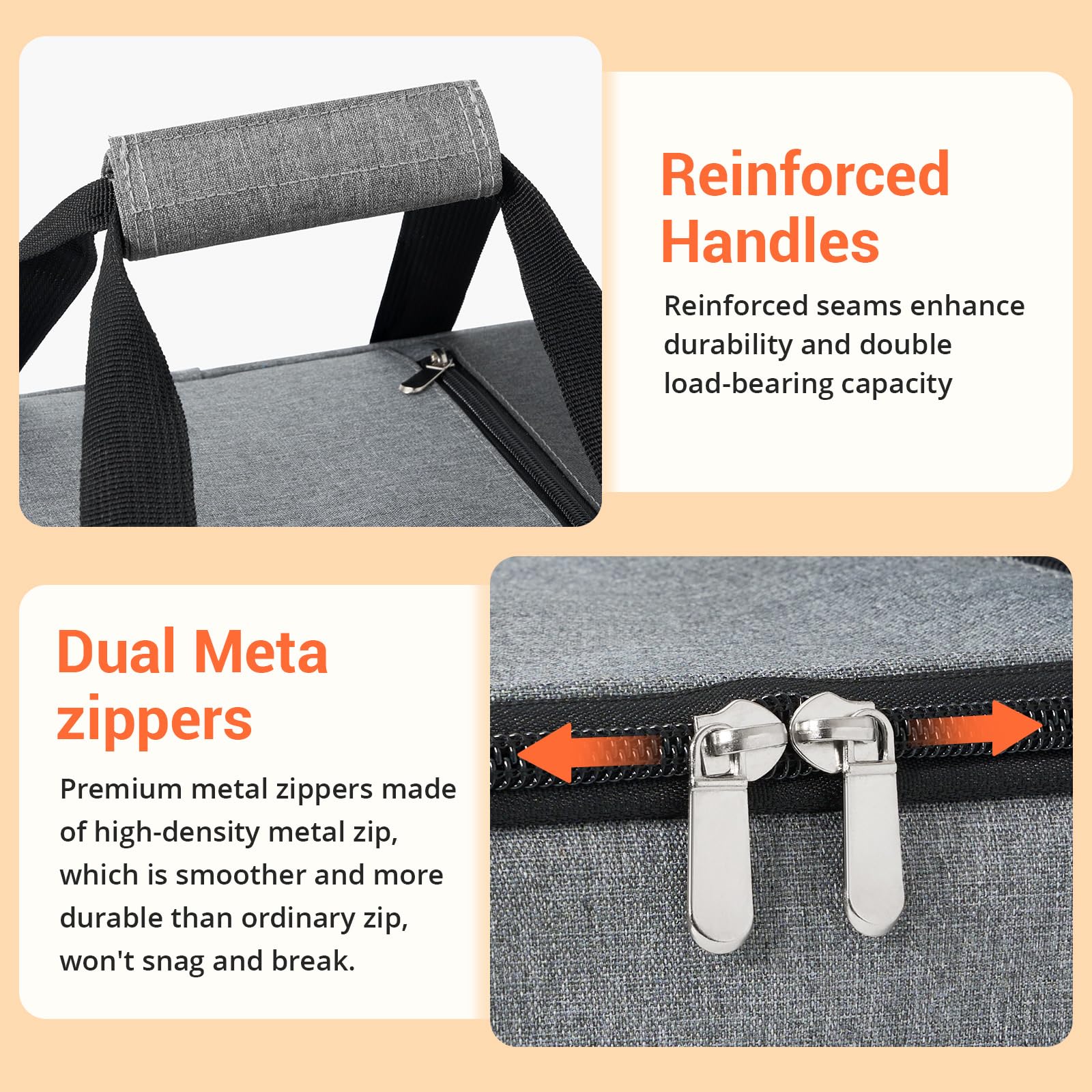 MIAOJIE padded handles with Velcro offer comfortable, secure carry.