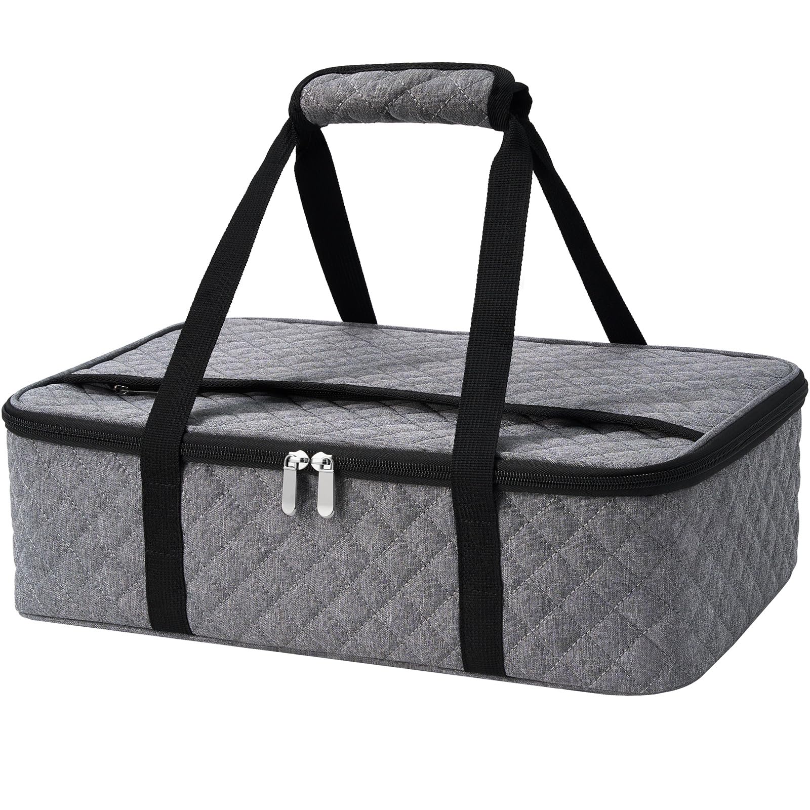 MIAOJIE casserole carrier top compartment keeps utensils handy during transport.