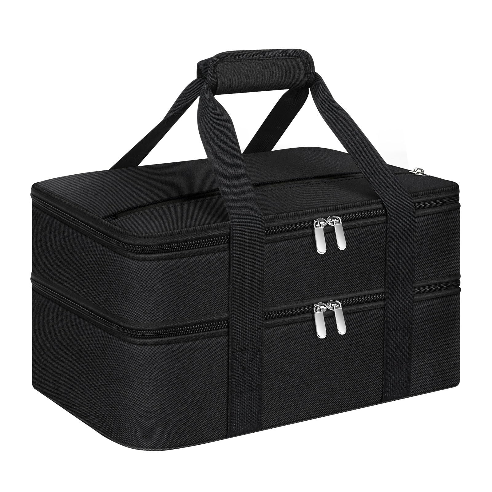 MIAOJIE double insulated casserole carrier black exterior keeps dishes warm or cool