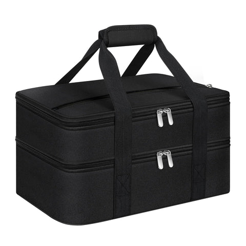 MIAOJIE double insulated casserole carrier black exterior keeps dishes warm or cool