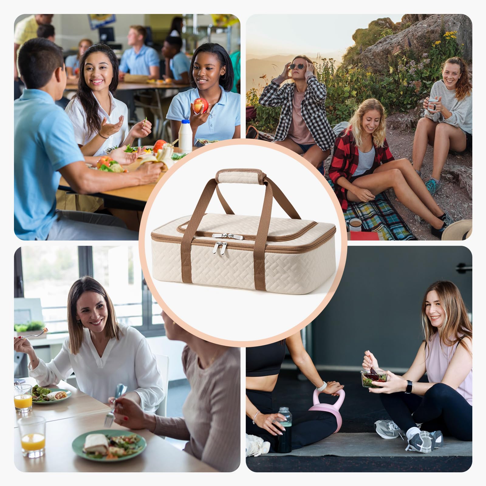 MIAOJIE beige-insulated carrier with durable build for outdoor gatherings.