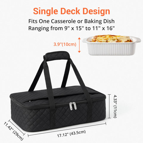 MIAOJIE insulated casserole carrier dual-compartment design for hot and cold dishes.