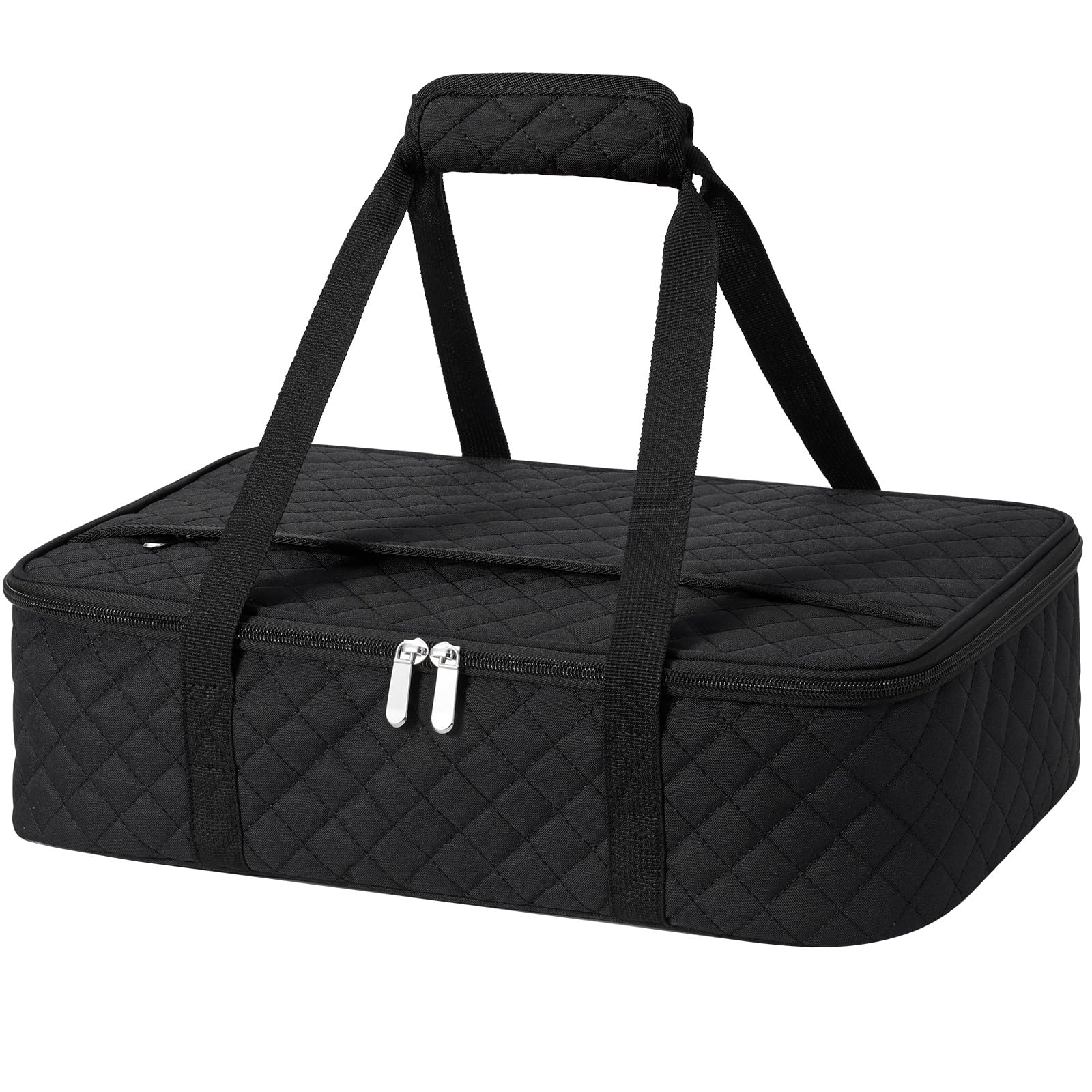MIAOJIE insulated casserole carrier top view showing dual compartments for meals.
