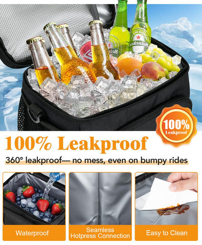 MIAOJIE insulated lunch bag interior lining shows leakproof PEVA for liquids.