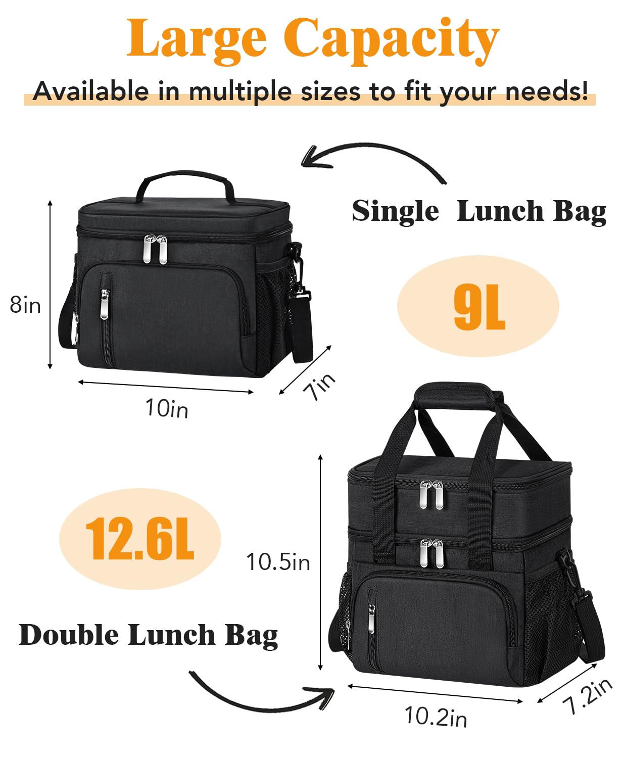 MIAOJIE insulated lunch bag side pocket highlights convenient storage for bottles.