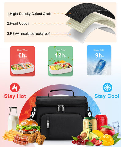 MIAOJIE insulated lunch bag adjustable strap offers comfortable carrying on commutes.