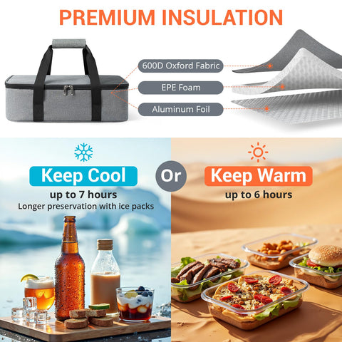 MIAOJIE casserole carrier is travel-ready with large capacity for potlucks and picnics.