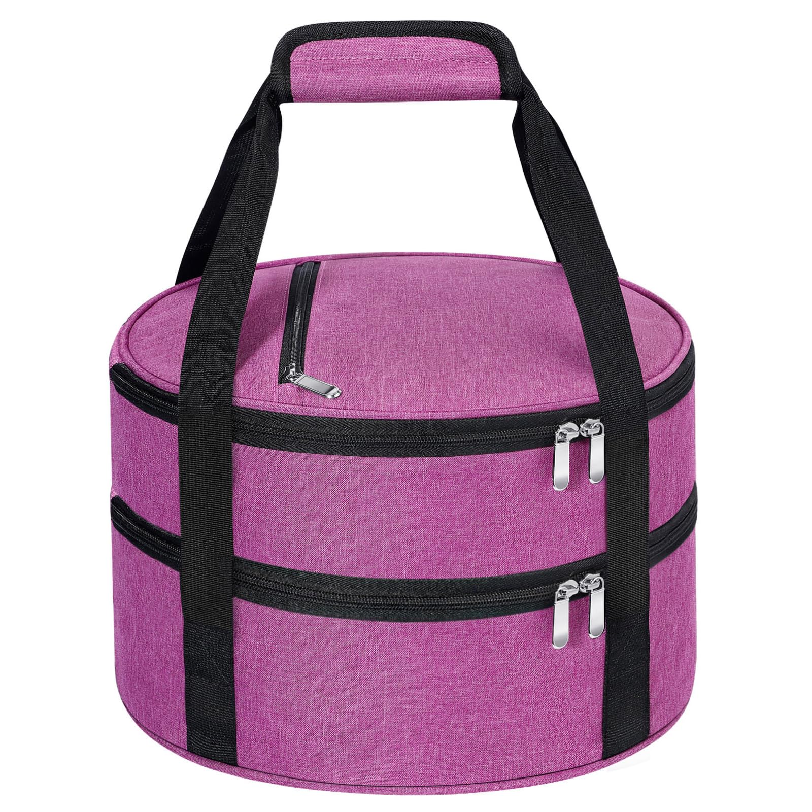 MIAOJIE round double insulated casserole carrier opened to reveal spacious interior for hot servings.
