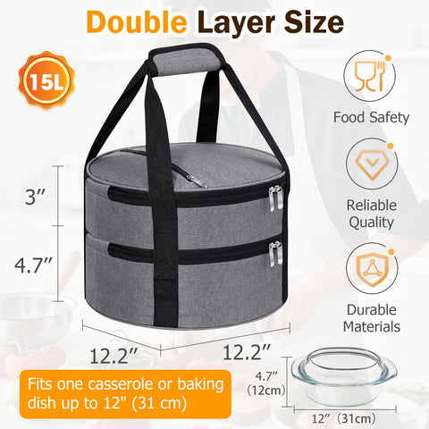 MIAOJIE casserole carrier side view with padded handles for comfortable transport