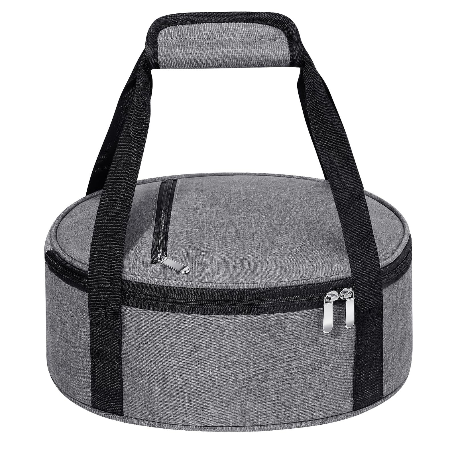 MIAOJIE round insulated casserole carrier with 12-inch capacity, ideal for picnics.