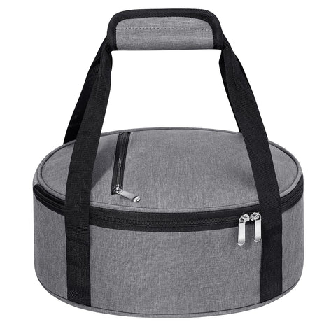 MIAOJIE round insulated casserole carrier with 12-inch capacity, ideal for picnics.