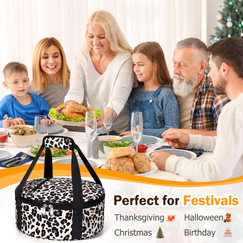 MIAOJIE leopard insulated carrier features 600D rip-stop fabric with waterproof coating.