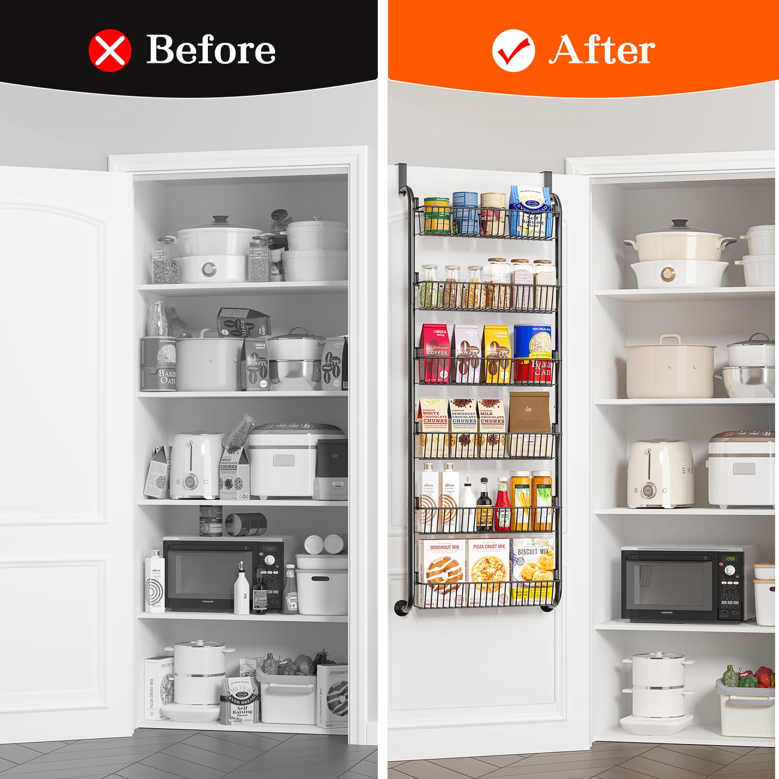 MIAOLI kitchen pantry organization on door saves counter space and tidiness.