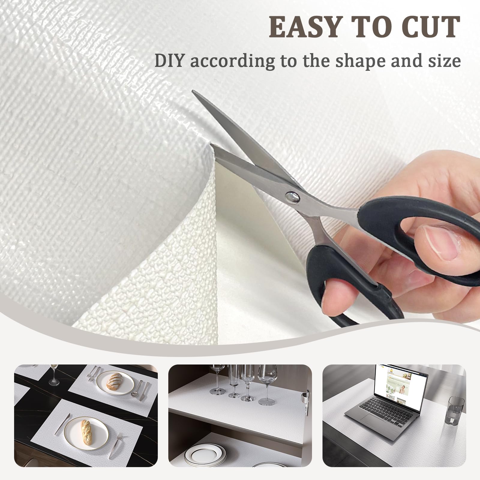 MIAONET 12x240 liner with non-slip surface stabilizes dishware.