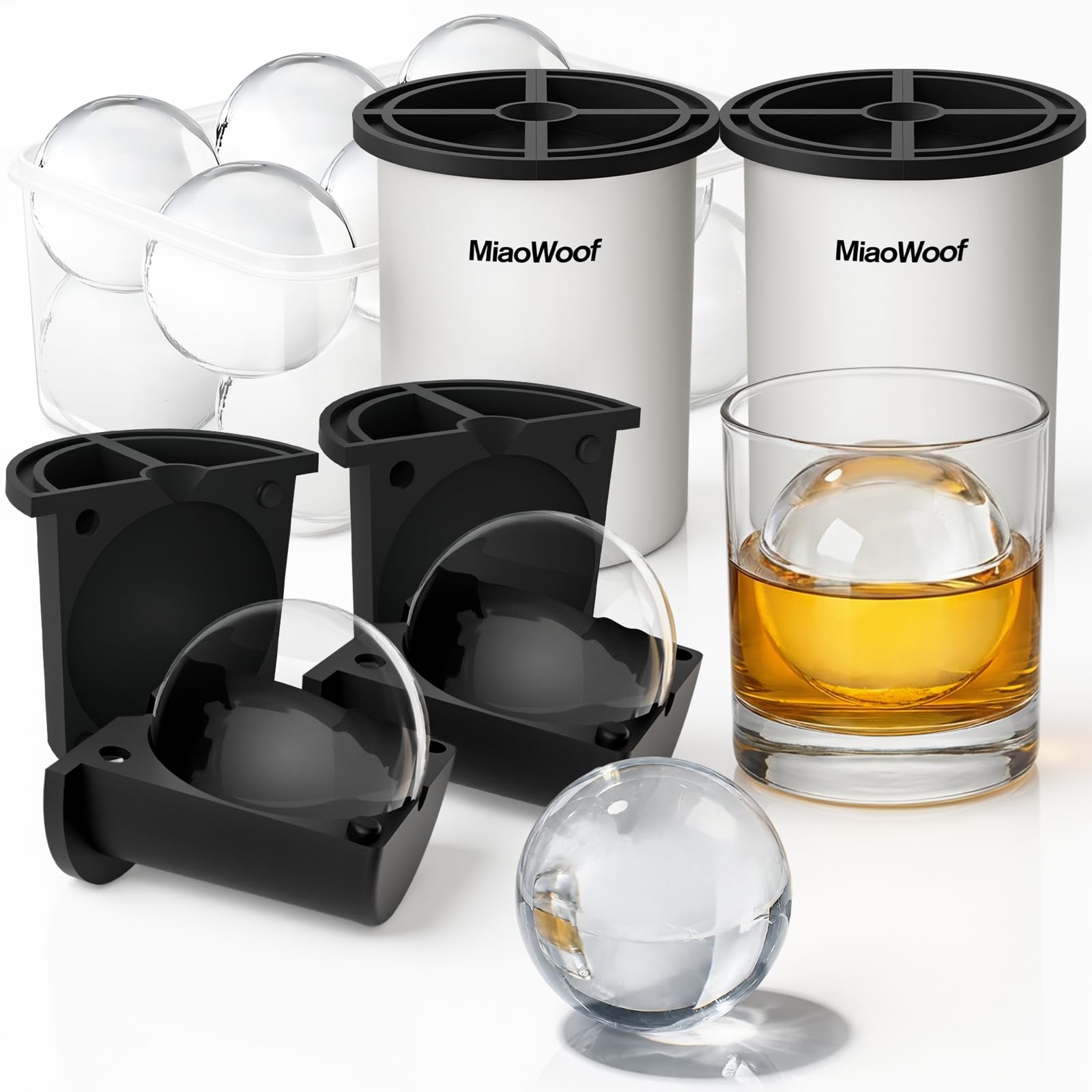Miaowoof clear ice ball mold delivers a 2.5-inch crystal ice ball for premium cocktails.