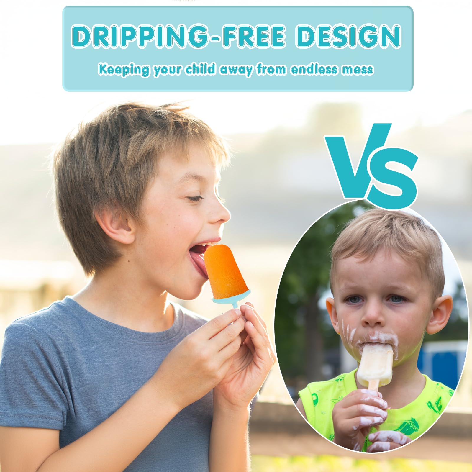 Kids enjoying a cold Miaowoof popsicle crafted from silicone