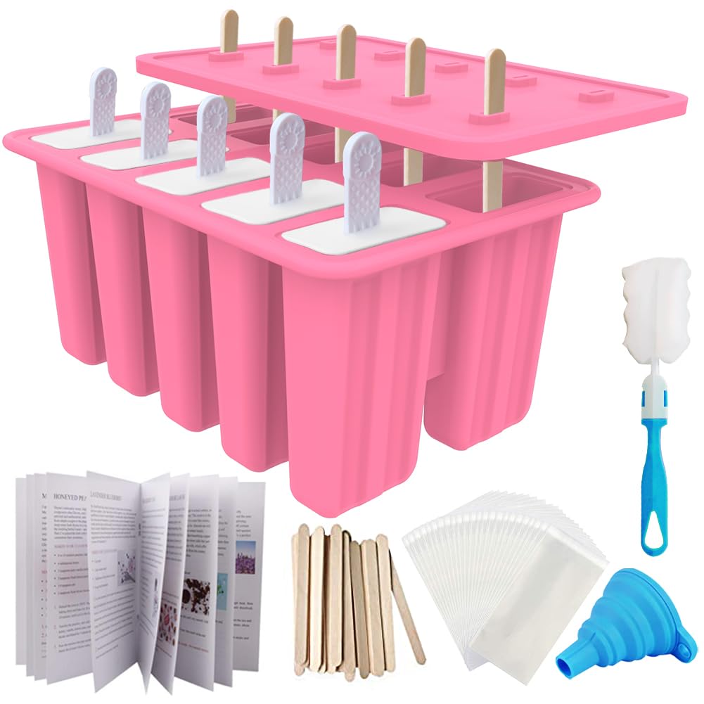 Miaowoof 10-cavity pink popsicle mold for easy, mess-free homemade treats.