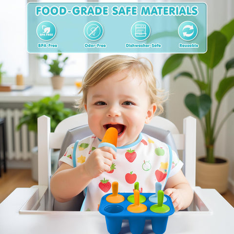 Miaowoof mold with open lid and colorful popsicle sticks for quick cleanup