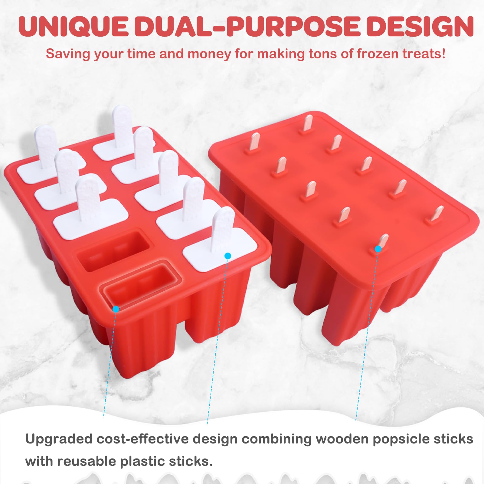 Miaowoof popsicle molds red cavities ideal for juice, yogurt, or puree