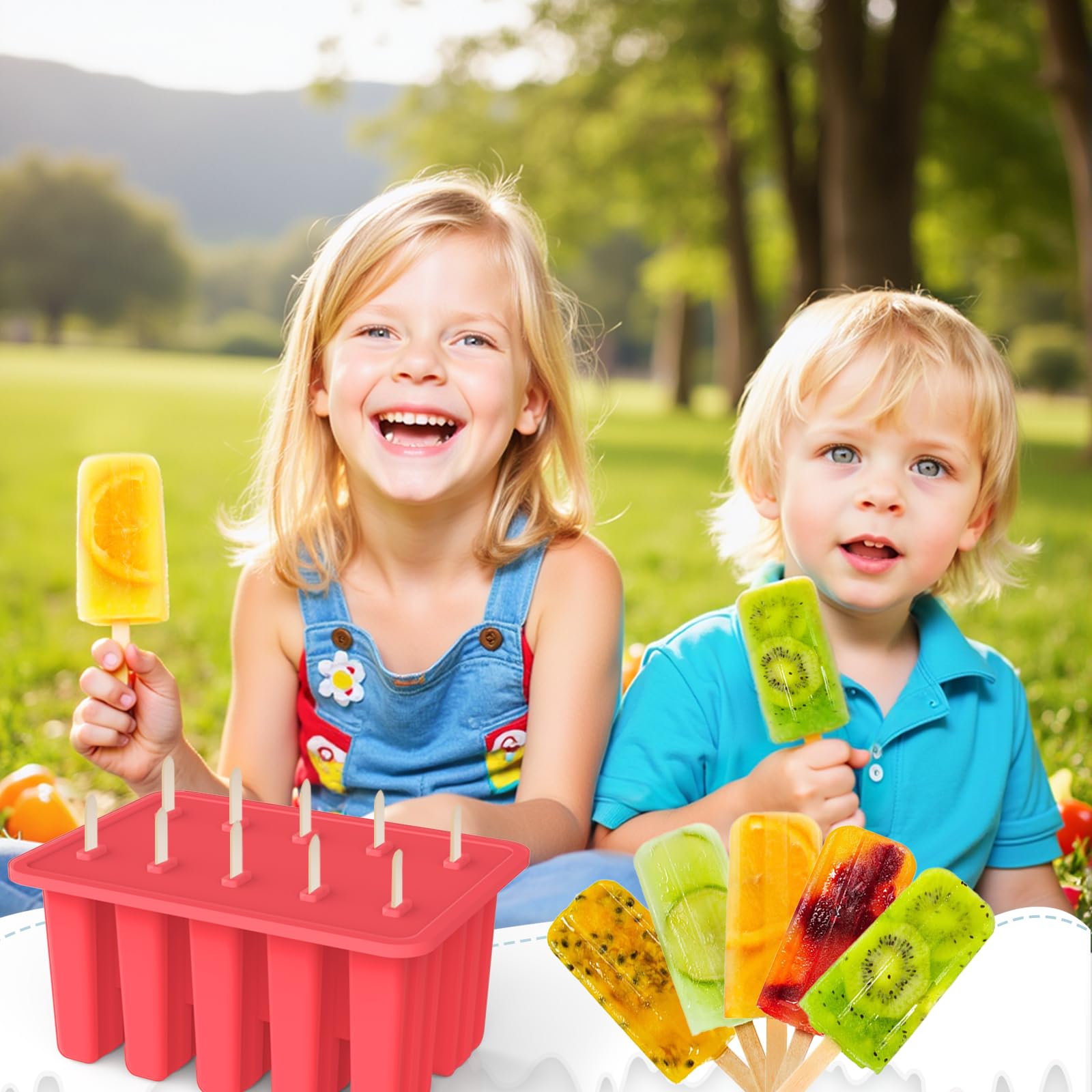 Miaowoof popsicle molds red funnel and brush for quick cleanup