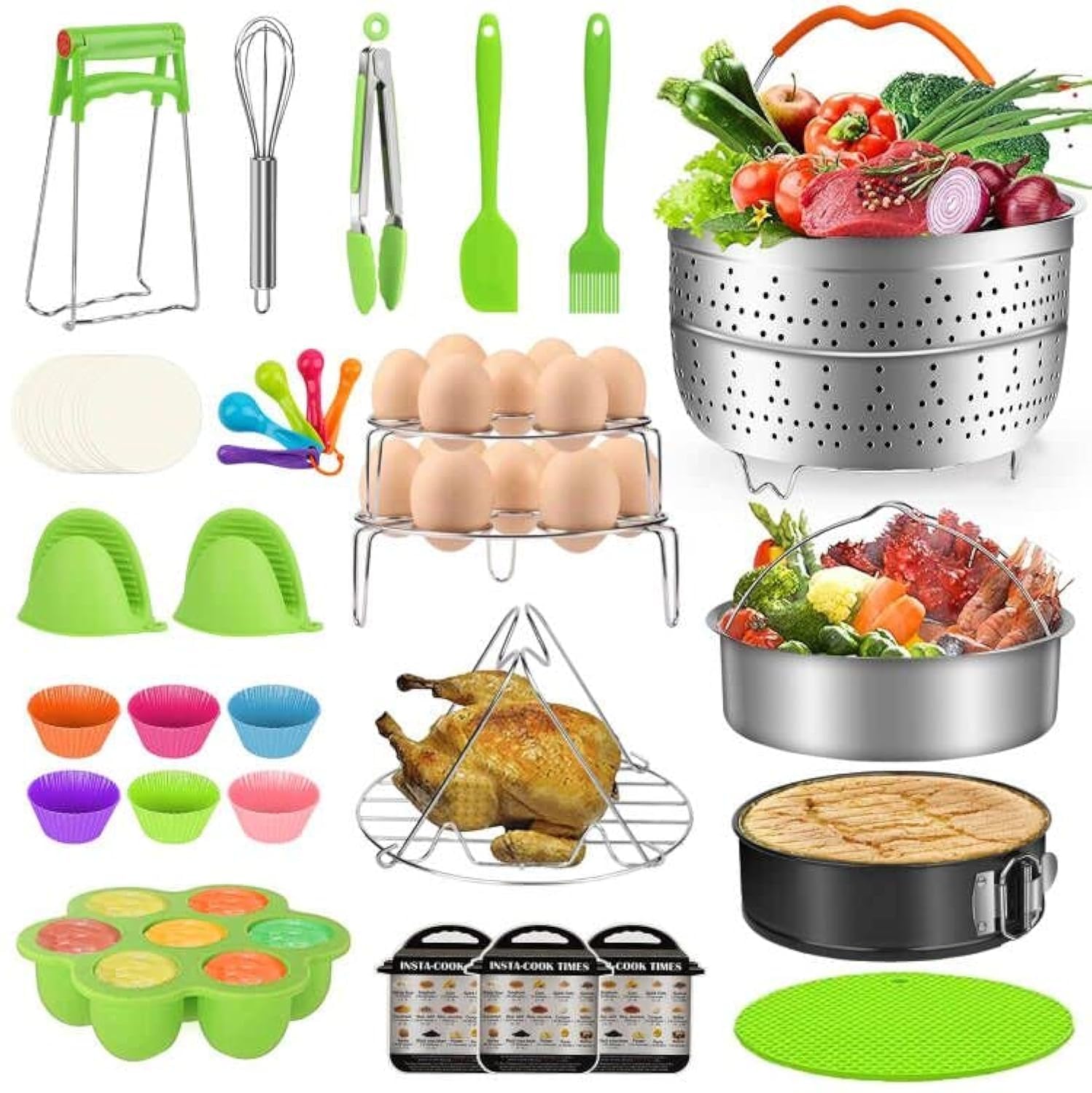 MIBOTE 98-Pcs set displayed on counter showing complete Instant Pot accessories for versatile cooking