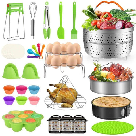 MIBOTE 98-Pcs set displayed on counter showing complete Instant Pot accessories for versatile cooking