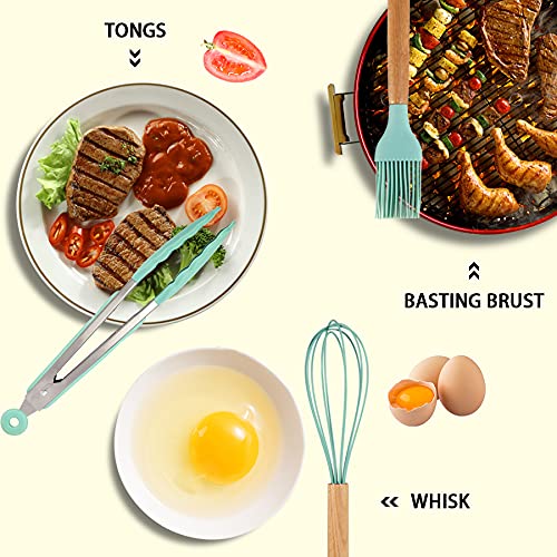 MIBOTE teal kitchen utensils set for everyday cooking tasks