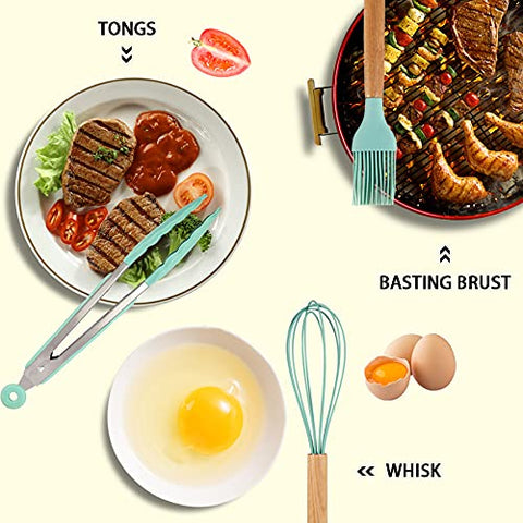 MIBOTE teal kitchen utensils set for everyday cooking tasks
