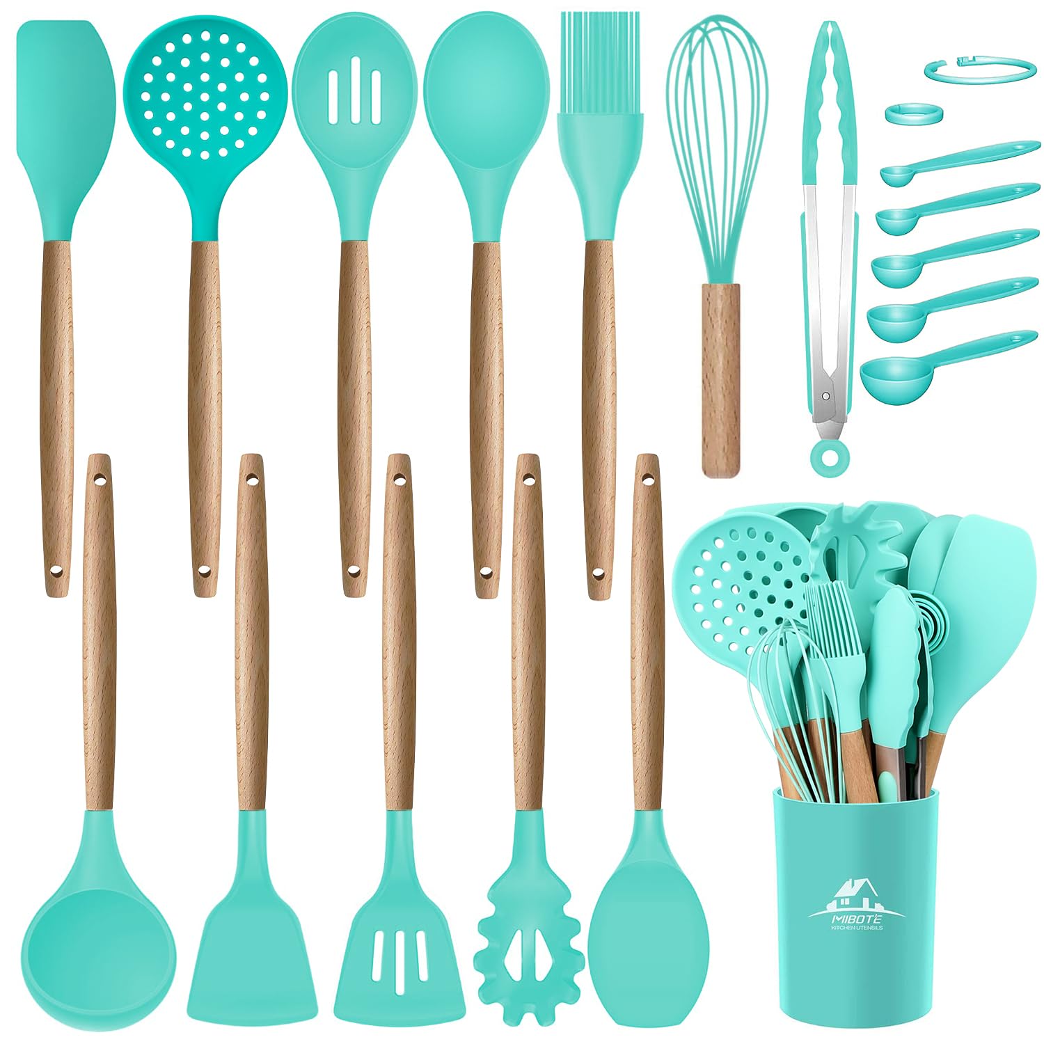 MIBOTE teal silicone spatula for nonstick cookware and gentle scraping