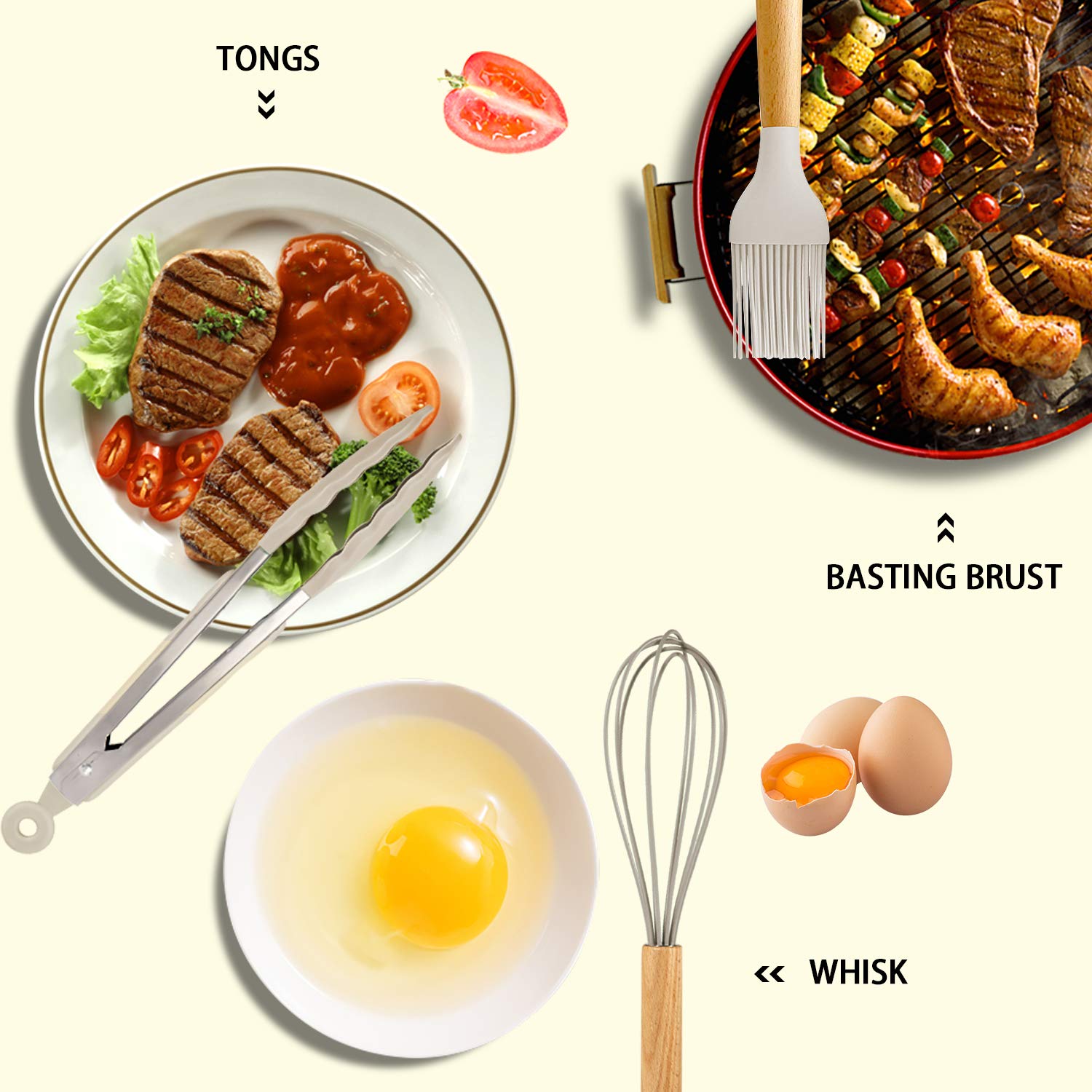 MIBOTE silicone utensils set silicone-spatula safe for nonstick cookware.