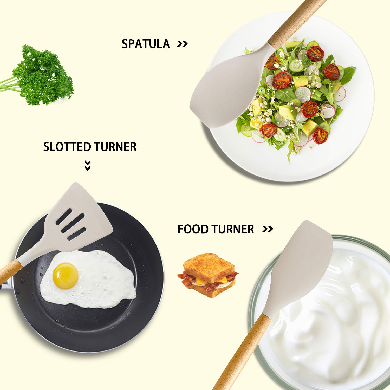 MIBOTE silicone utensils set silicone-spoon perfect for stirring hot soups.