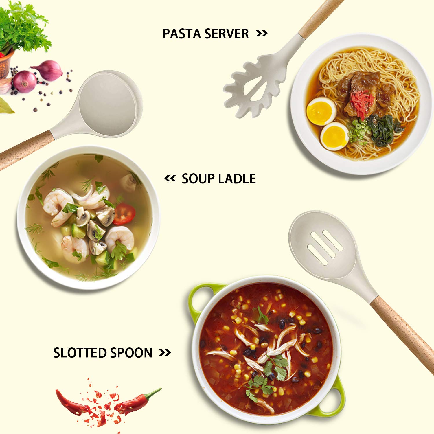 MIBOTE silicone utensils set silicone-turner ideal for nonstick pans.