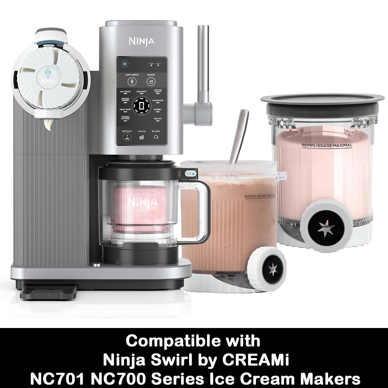 Swirl nozzle tips included with the four-pint set shown.
