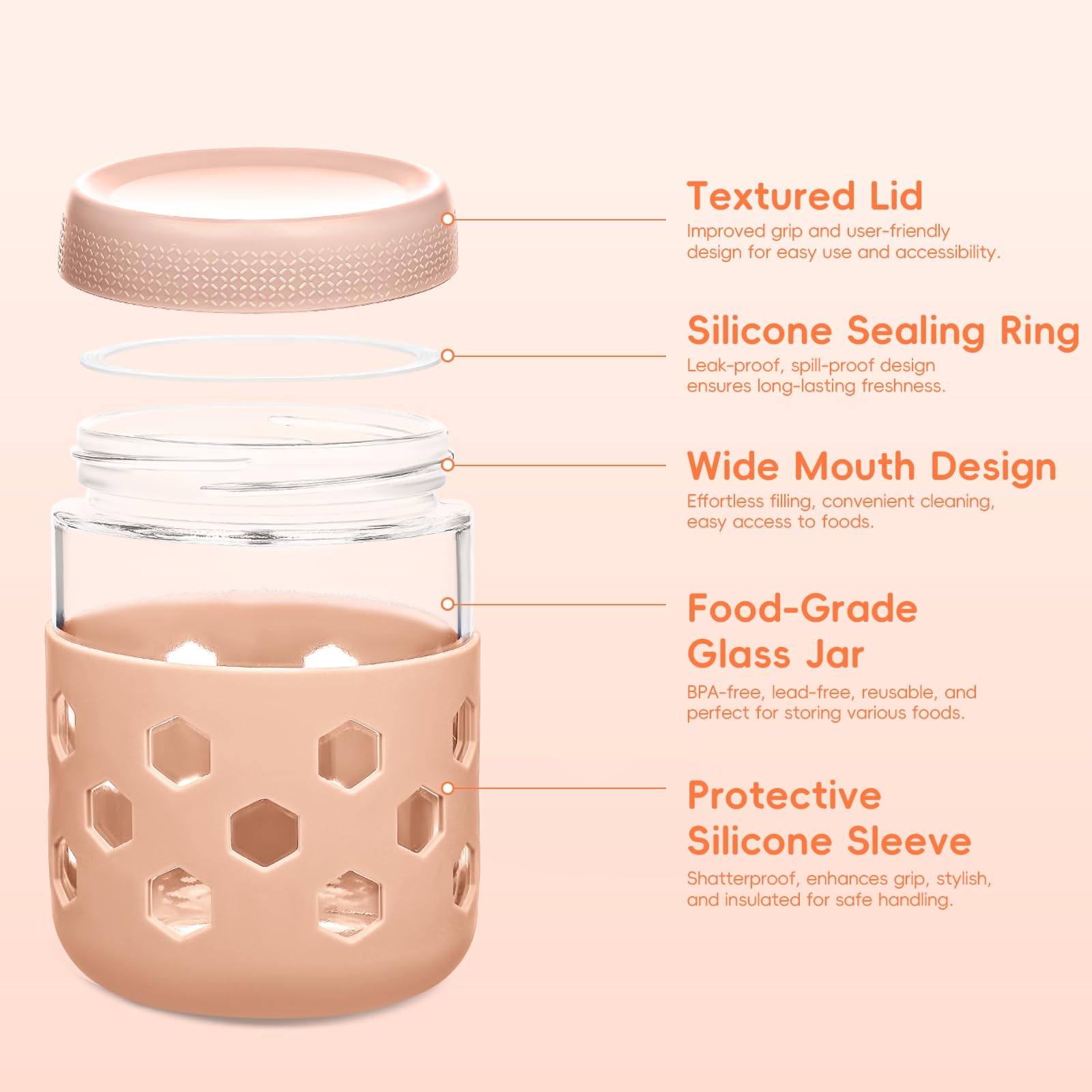 MICEBAY BPA-free jar resists chips, storing yogurt parfaits and sauces safely.