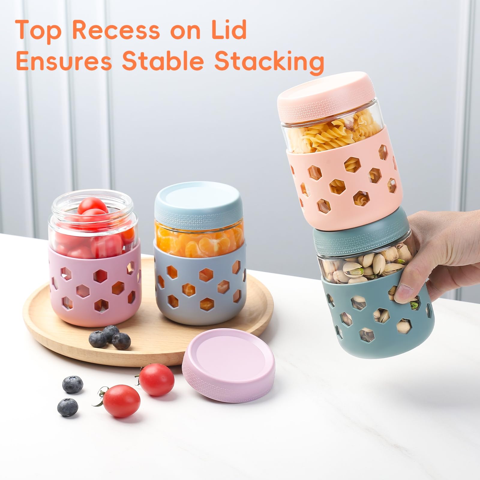 MICEBAY leak-proof lid keeps overnight oats fresh during meal prep.
