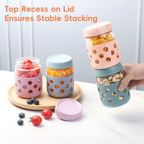 MICEBAY leak-proof lid keeps overnight oats fresh during meal prep.