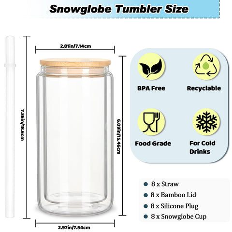 Micellwuu snowglobe tumbler with pre-drilled hole for easy DIY embellishments