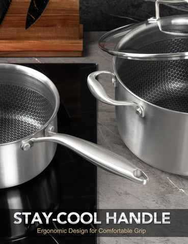 MICHELANGELO 2qt saucepan with lid, perfect for small-batch sauces.