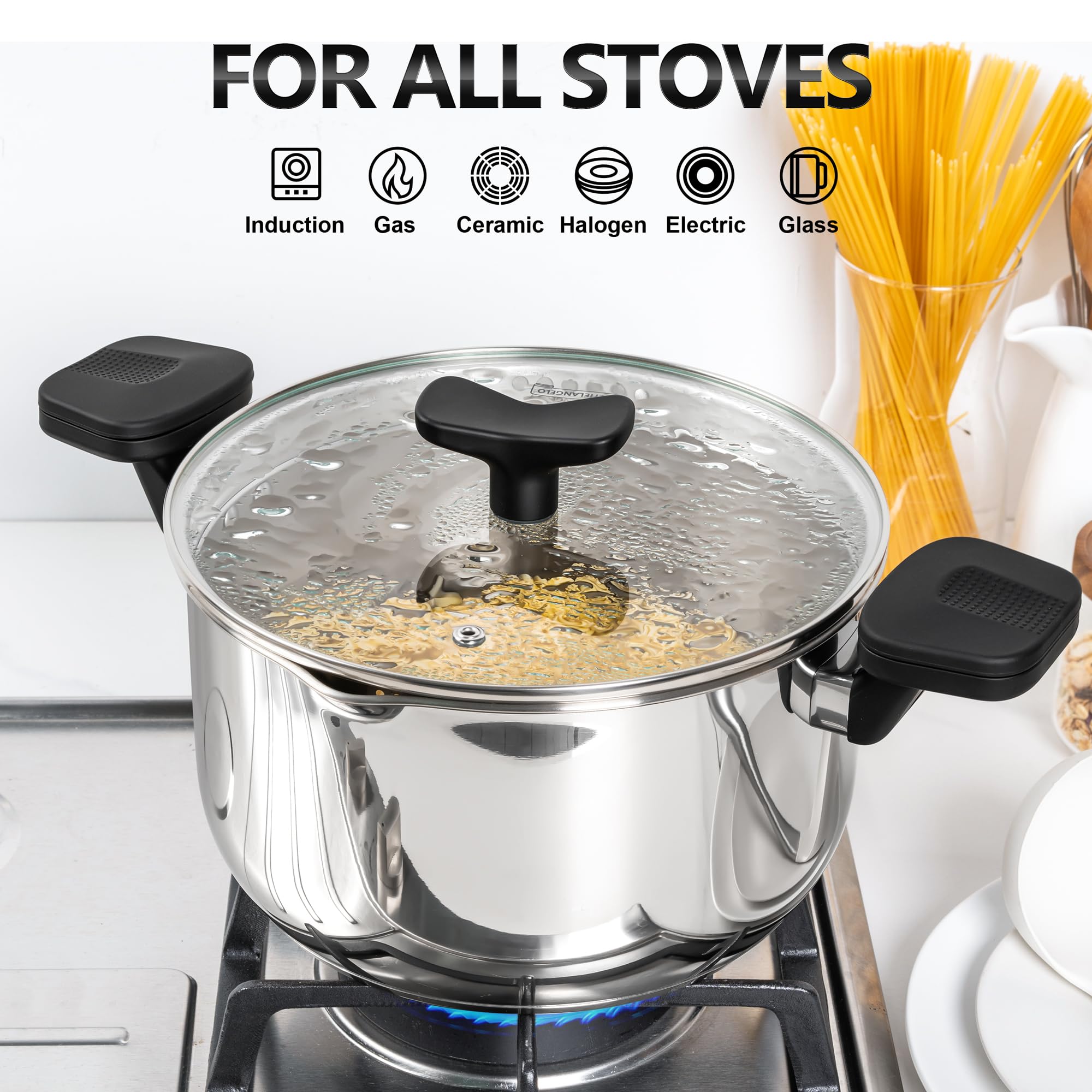 MICHELANGELO 3-layer bottom aluminum-core pot for fast, even heating