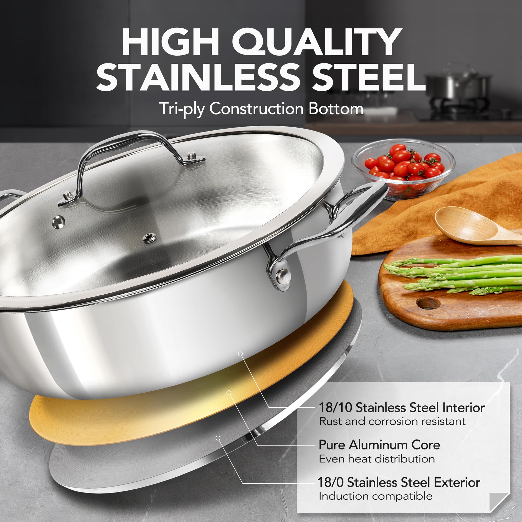 Michelangelo 6-quart sauté pan ideal for braising