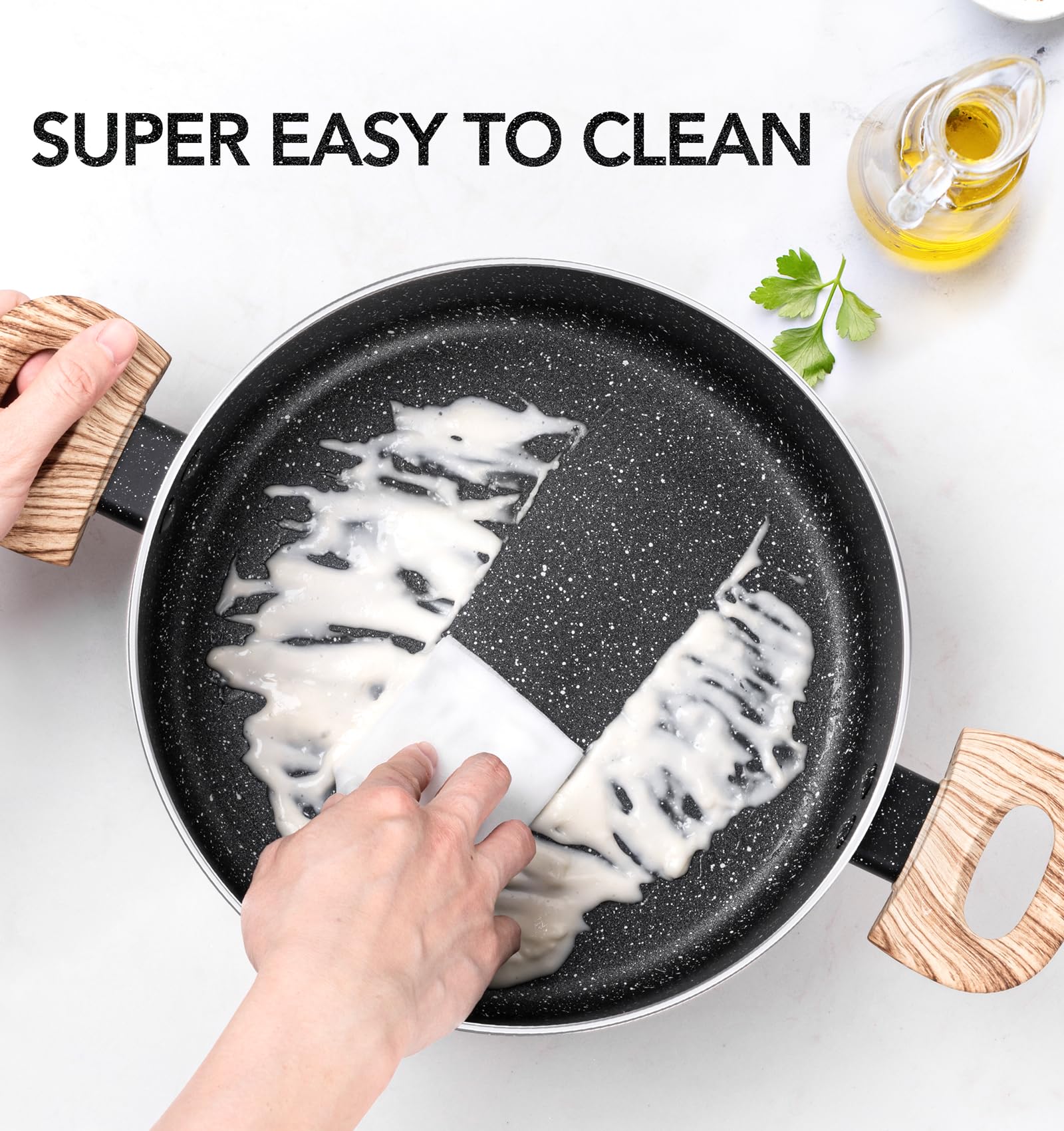 MICHELANGELO stock pot on induction stove highlighting versatile compatibility