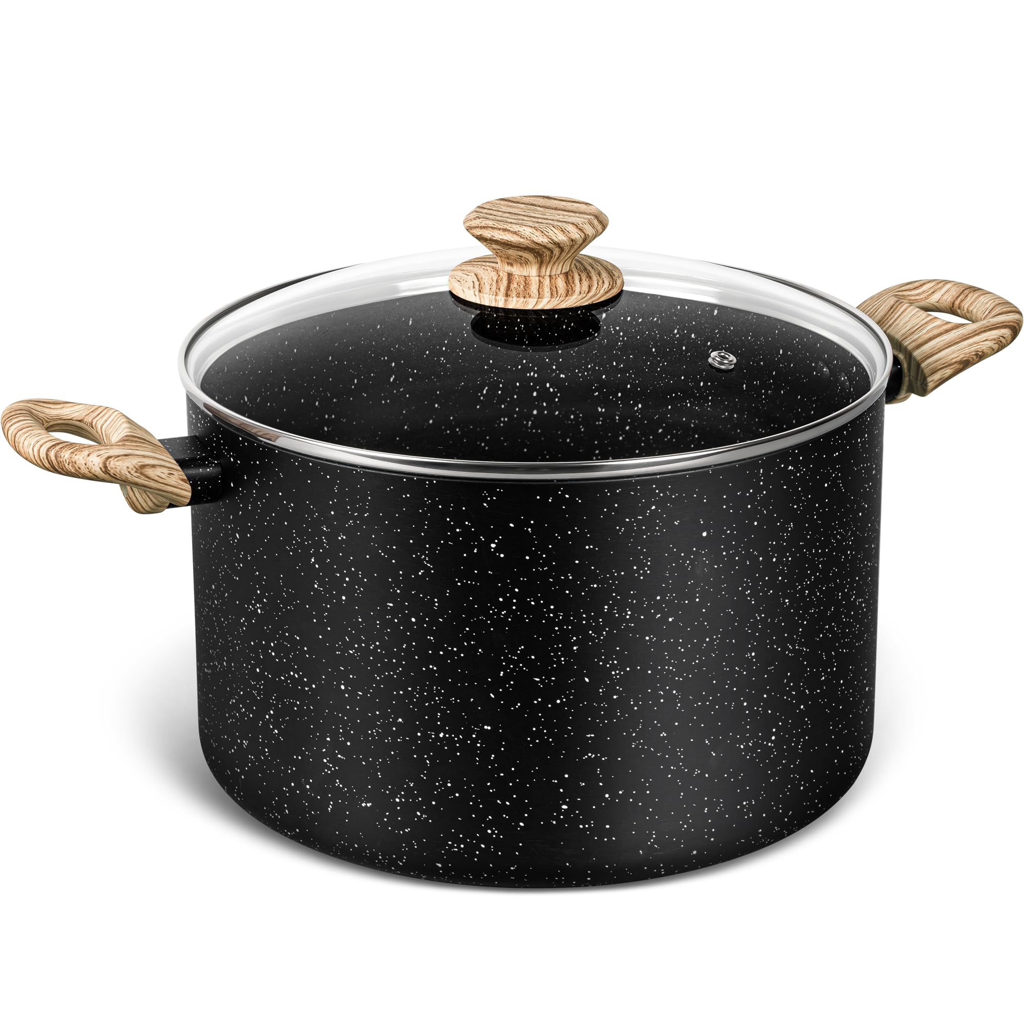 MICHELANGELO 8-qt stock pot on stove delivering even heat for soups
