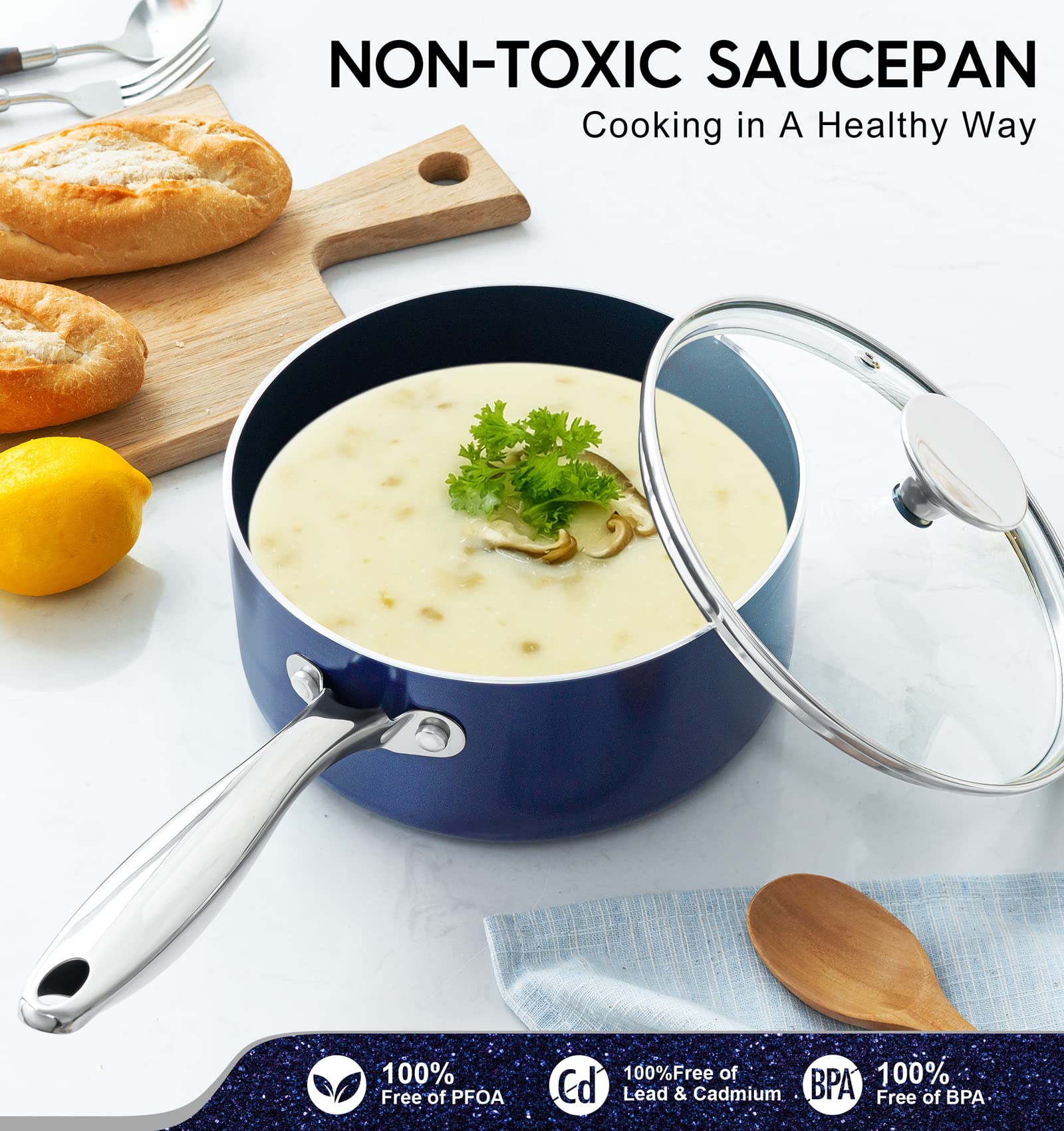 Michelangelo ceramic nonstick coating for easy release and cleaning